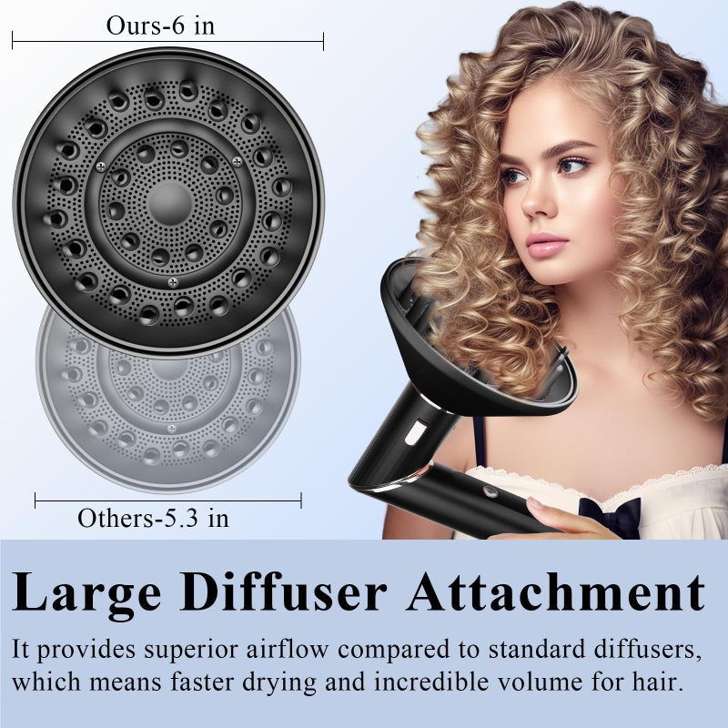 Chivixe Large Diffuser Attachment Compatible With Shark Flexstyle, Upgraded Bigger Diffuser Nozzle For Dryer Faster And Define Wavy, Curly, Coily Hair, Black - Image 2